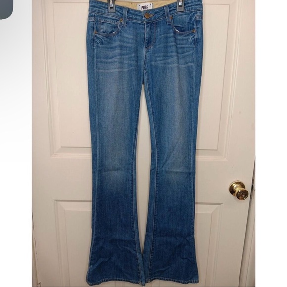 PAIGE Blue Flare Wide Leg Denim Lou Lou Petite New condition Size 28 - Picture 10 of 10